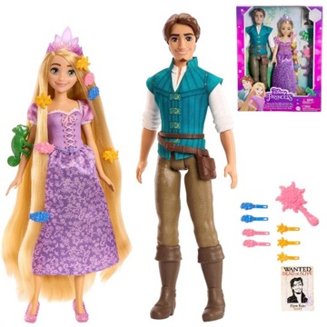 LALKA ROSZPUNKA I FLYNN RIDER ZESTAW 2 LALEK DISNEY + AKCESORIA DO CZESANIA