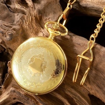 Zegarek Kieszonkowy Złoty Quartz Royal Golden + Łańcuszek Pomysł na Prezent