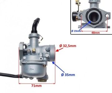Карбюратор для квадроцикла Quad 110 125, кран, воздушная заслонка ручная