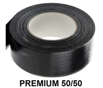 TAŚMA NAPRAWCZA DUCT TAPE TKANINOWA 50mm X50 mocna PREMIUM CZARNA PAKOWA