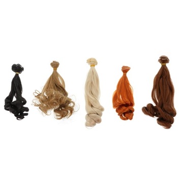 Peruka dla lalek Czarne kręcone lalki Bjd Hairpiece Wątki