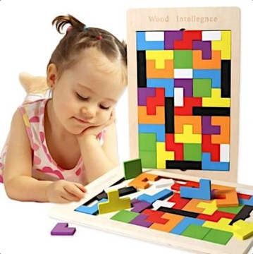 TETRIS GRA DLA DZIECI LOGICZNA KLOCKI DREWNIANE PUZZLE UKŁADANKA LOGICZNA