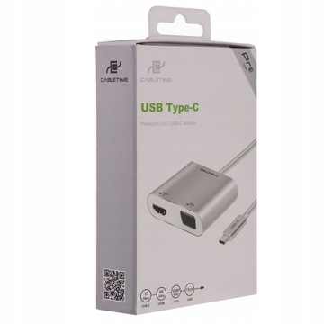 AUDA Adapter konwerter kabel USB-C 3.1 do HDMI VGA