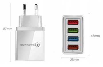 БЫСТРАЯ ЗАРЯДКА 3.0 БЫСТРОЕ СЕТЕВОЕ ЗАРЯДНОЕ УСТРОЙСТВО 4x USB