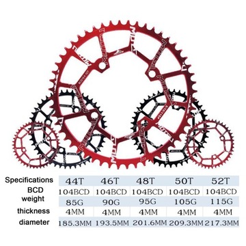 Mocny łańcuch rowerowy Ultralekki 40T~52T Śruba czerwony 40T