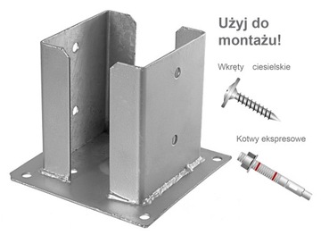Podstawa słupa ocynkowana przykręcana do betonu kotwa stopa 100x100 2,5mm