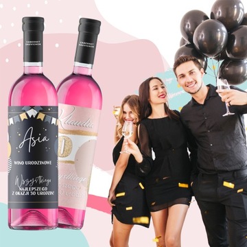 Etykieta WINO Urodziny Dzień Mamy Babci Walentynki Rocznica Ślub TWÓJ TEKST