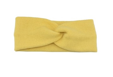 Opaska dzianinowa ciepła 8cm supeł splot żółta