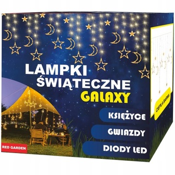 LAMPKI ŚWIATECZNE KURTYNA ŚWIETLNA LED 3,5M GWIAZDKI NA USB I BATERIE