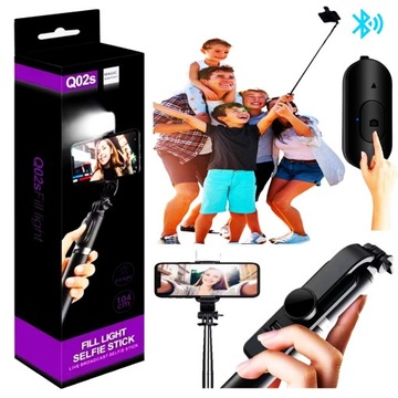 KIJEK DO SELFI ZDJĘĆ FILMÓW SELFIESTICK TRIPOD LED STATYW PILOT BLUETOOTH