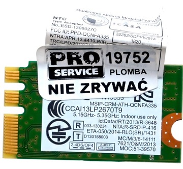 Karta WI-FI Qualcomm Atheros Toshiba C55