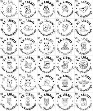 Pieczątka Ex libris Okrągła śr. 4cm - 360 Wzorów + GRAWER + lniany woreczek