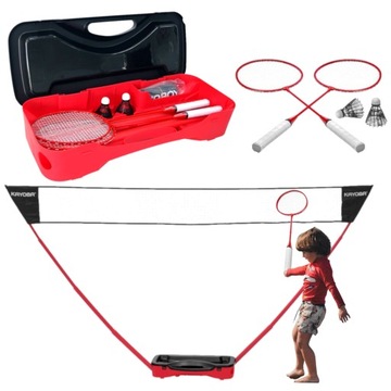 ZESTAW DO BADMINTONA 4w1 WALIZKA SIATKA RAKIETY