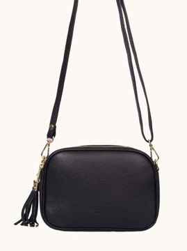 Mała torebka ALLORA czarna ze skóry naturalnej 17 cm x 23 cm PREMIUM