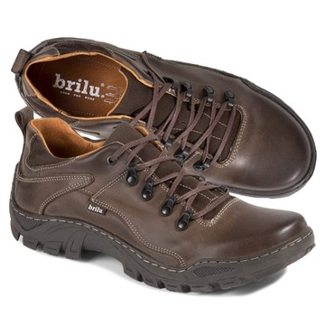BRILU SKÓRZANE TREKKINGI BRĄZOWE 42