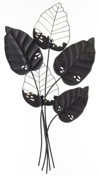 МЕТАЛЛИЧЕСКОЕ УКРАШЕНИЕ НА СТЕНУ ЗОЛОТО ЧЕРНЫЕ ЛИСТЬЯ