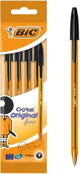BIC CRISTAL FINE DŁUGOPIS CZARNY 4 SZTUKI DO BIURA SZKOŁY