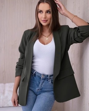 Żakiet Marynarka z klapami elegancka rękaw 3/4 MODA WŁOSKA HIT
