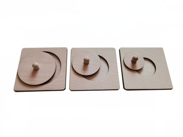 Естественная головоломка Монтессори с тремя кругами и одним кругом