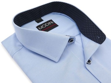 Błękitna koszula z krótkim rękawem MODINI YK04 176-182 41-SLIM