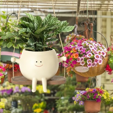 цветочный горшок с улыбающимся лицом, висящий декоративный цветок для дома и подарков