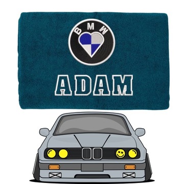 RECZNIK KAPIELOWY BAWEŁNIANY 70X140 HAFTOWANY Z LOGO BMW WZÓR DUŻY GRUBY