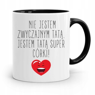 KUBEK CZARNY NA DZIEŃ OJCA JESTEM TATĄ SUPER CÓRKI z Nadrukiem ze Zdjęciem