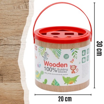 Деревянные кубики 160 шт. Конструктор образовательный большой 100 блоков 60 пазлов