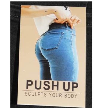 SPODNIE JEANS ZWĘŻANE SLIM na GUMCE PUSH-UP 42