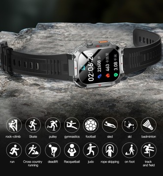 SMARTWATCH ZEGAREK MENU PL ROZMOWY WODOODPORNY IP68 TĘTNO CIŚNIENIE TLEN HD