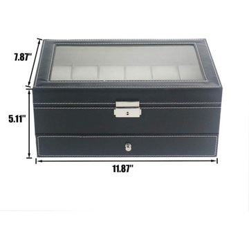 Запираемая коробка для часов с 12 отделениями, искусственная кожа, шкатулка для драгоценностей, коричневая