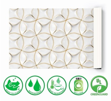 Прочный защитный коврик 120х60 для письменного стола «Золотые кольца».