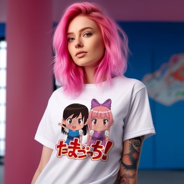 T-Shirt Koszulka Damska Bawełniana Biała S Anime Girl Bad Ass Wzory