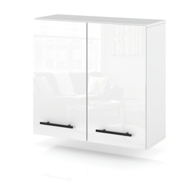 SZAFKA KUCHENNA GÓRNA WISZĄCA 2 DZRWI BIAŁY POŁYSK 80CM