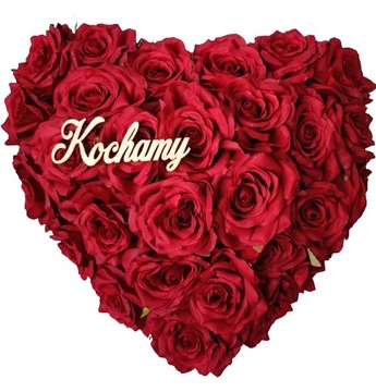 Stroik wiązanka grób cmentarz sztuczne kwiaty serce róże Kochamy