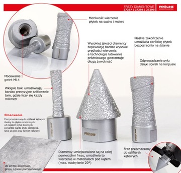 АЛМАЗНАЯ ФРЕЗА ДЛЯ КЕРАМИЧЕСКОГО КАМНЯ М14 20мм PROLINE