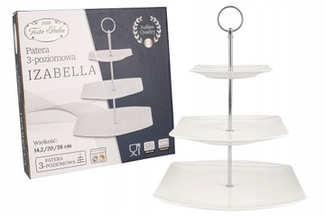 PORCELANOWA PATERA 3-POZIOMOWA BIAŁA Izabella 26 cm