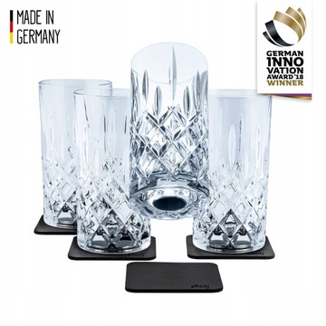 4 MAGNETYCZNE SZKLANKI LONGDRINK 300 ml z NANO PODKŁADKAMI SILWY GERMANY