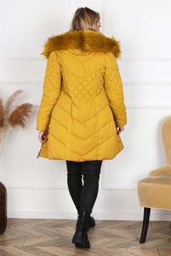 KURTKA DAMSKA PARKA PŁASZCZ PIKOWANA ZIMA Z KAPTUREM CIEPŁA 42 XL 2099