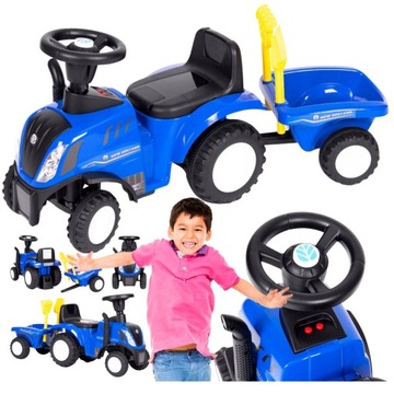 TRAKTOR Z PRZYCZEPKĄ DLA CHŁOPCA JEŹDZIK TRAKTOREK KIEROWNICA DŹWIĘK PCHACZ