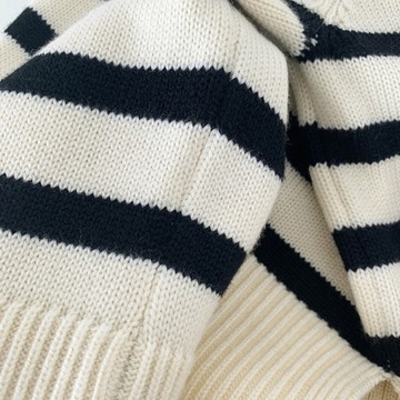 ЖЕНСКИЙ СВИТЕР ДЛЯ ГОЛЬФА В ПОЛОСКУ, ТЁПЛЫЙ БЕЖЕВЫЙ