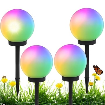 LAMPKI LAMPY solarne OGRODOWE LED lampka SOLARNA KULA DO ogrodu RGB 4x