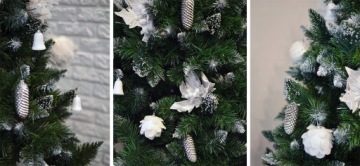 АЛМАЗНАЯ РОЖДЕСТВЕНСКАЯ ЕЛЬ НА СТОЛБИКЕ, ИСКУССТВЕННАЯ, 180СМ, ТОЛСТАЯ, КРАСИВАЯ, ПОДСТАВКА + СВОБОДНЫЙ ДЖУТ