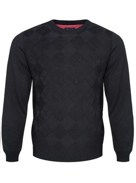 ELEGANCKI SWETER MĘSKI POD SZYJĘ - CZARNY XXL