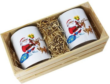 PREZENT ŚWIĄTECZNY ZESTAW KUBKÓW W SKRZYNCE KUBKI