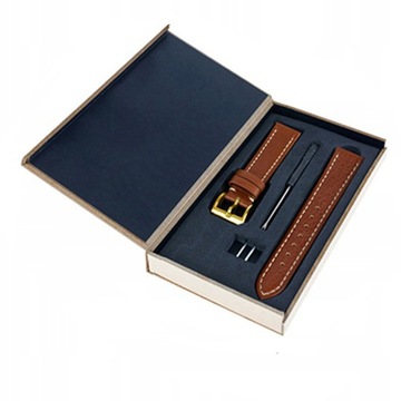 PASEK SKÓRZANY DO ZEGARKA / 18MM / JASNY BRĄZ / BEŻOWA NIĆ / ZŁOTA KLAMRA