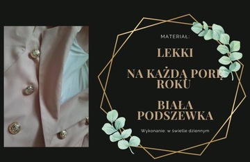 MD żakiet marynarka puder róż złote guziki 2XL/44