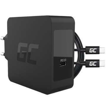 Silná síťová nabíječka Green Cell Usb-c Napájecí adaptér 60W Pd kabel Usb-c 2 m