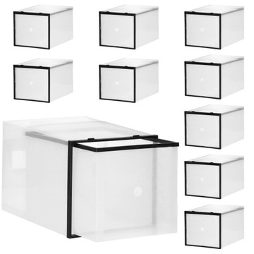 10x КОРОБКА-ОРГАНИЗАТОР ДЛЯ ОБУВИ КОНТЕЙНЕР С ЯЩИКОМ 20,5x28x20 см, БОЛЬШОЙ, ПРОЧНЫЙ