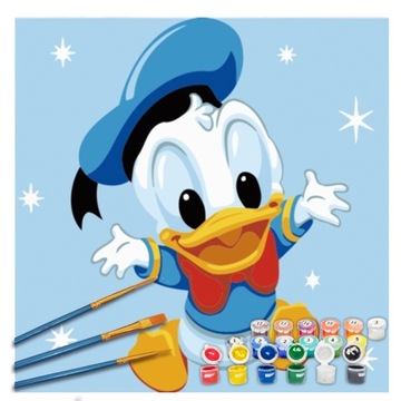 OBRAZ MALOWANIE PO NUMERACH DLA DZIECI 4-14 LAT 20X20 CM RAMIE DONALD DUCK